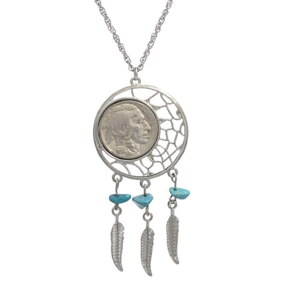 American Coin Treasures Buffalo Nickel Dream Catcher Pendant Necklace